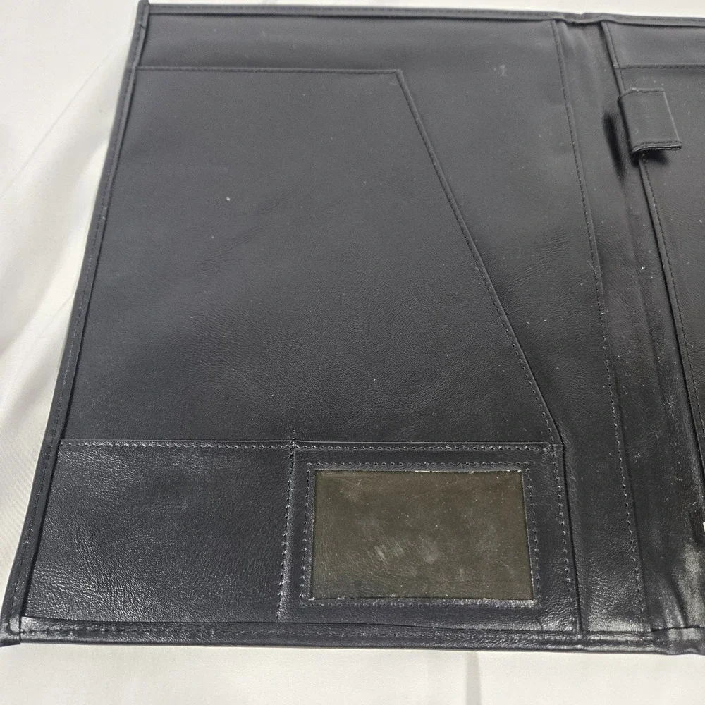 LVintage ondon Fog Black Leather Portfolio